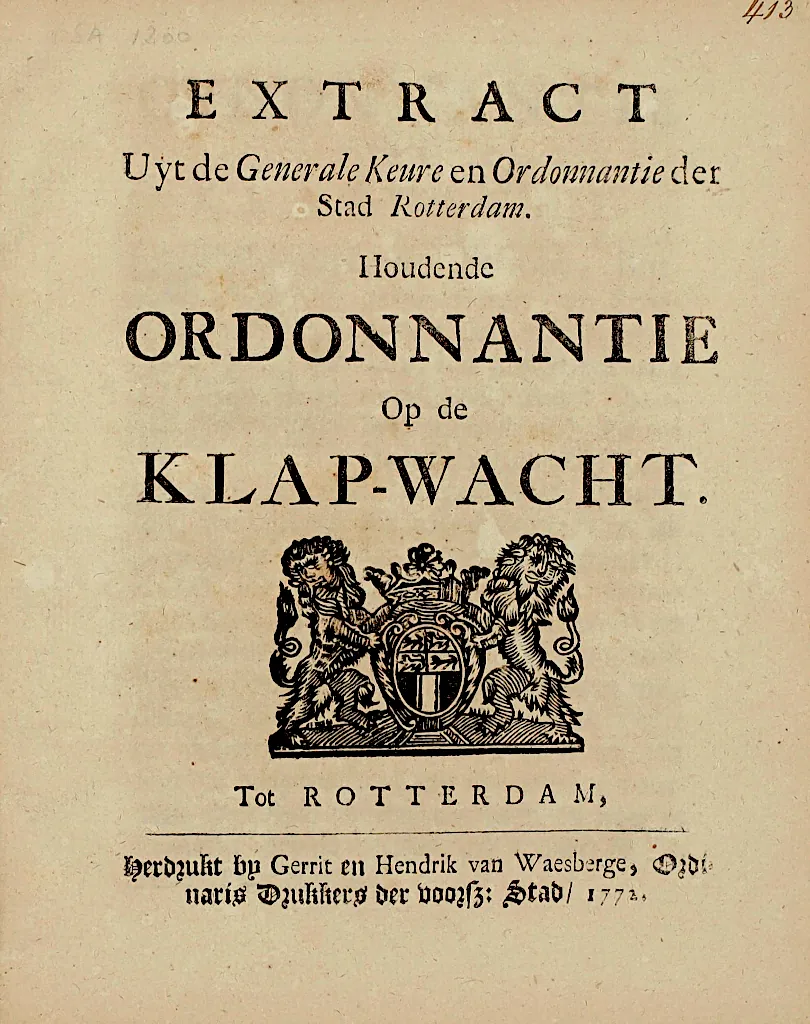 City ordnance instituting the watchman’s Rattle